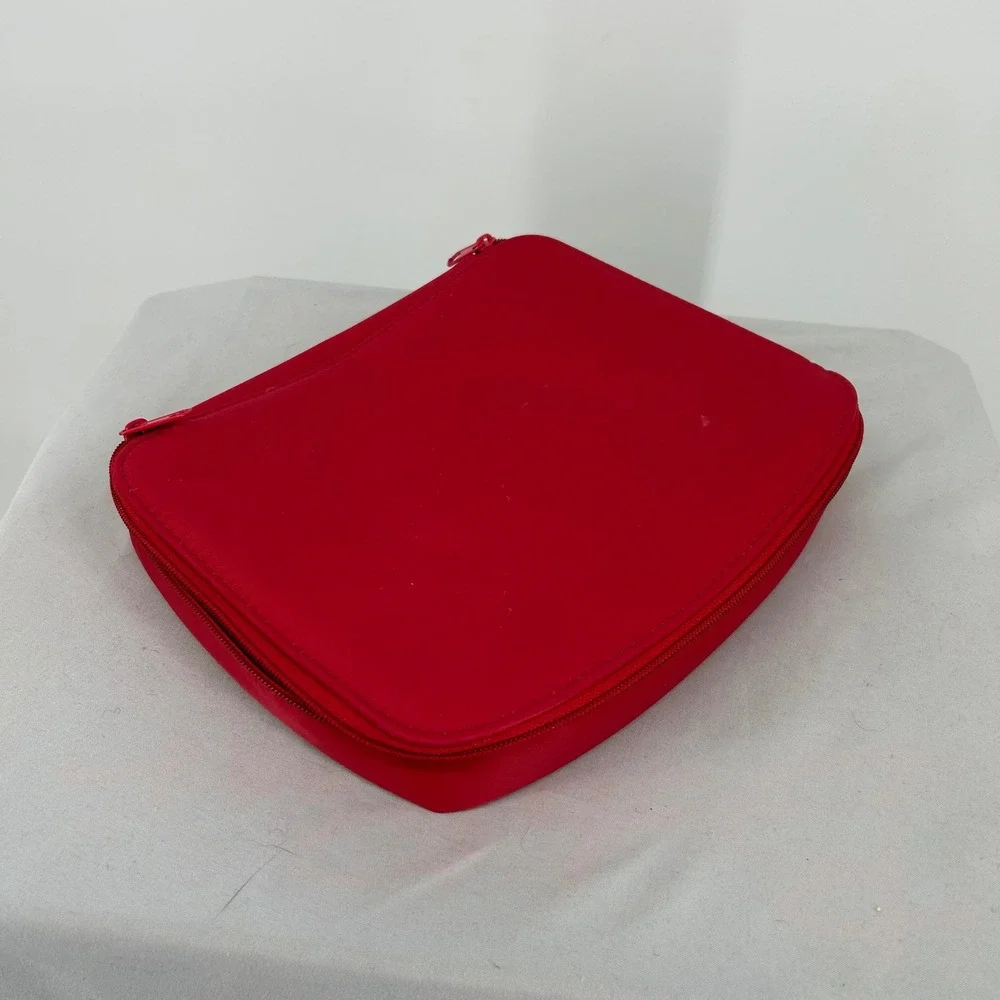 Lillian Vernon Red Travel Jewelry Organizer Case Bag Storage Zipper Pouch‎
